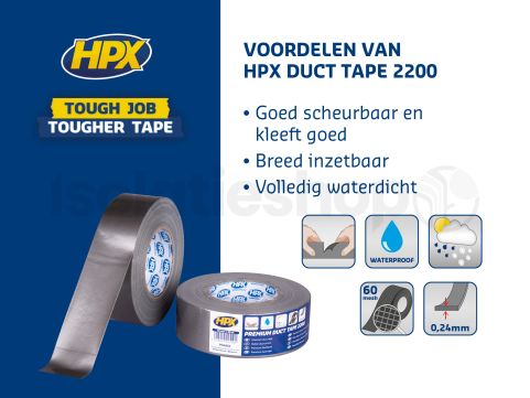 HPX Ducttape 2200 zilver 48mm x 50m