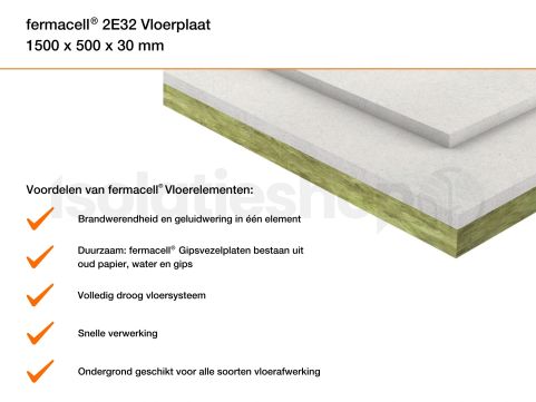 Fermacell 2E32 vloerplaat 1500x500x30mm (=0,75 m²)