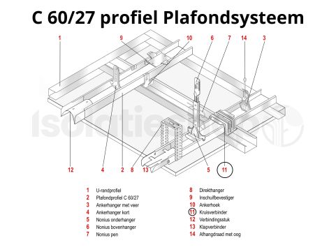 Metal stud Kruisverbinder C60/27 profiel (100 stuks)