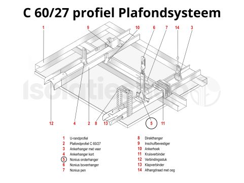 Metal stud Nonius onderhanger C60/27 profiel (10 stuks)