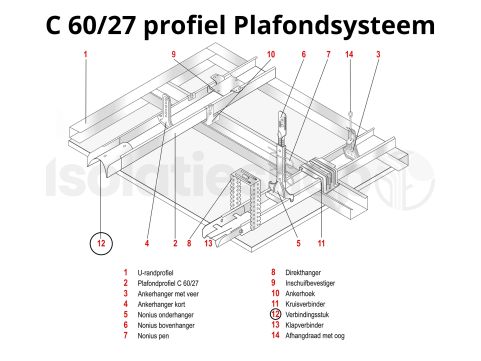 Metal stud verbindingsstuk HVS7027 C60/27 profiel (10 stuks)