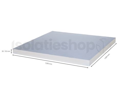 PIR afschot 2-zijdig aluminium 1200x1200x30/50mm Rd:1.80 (=1,44m²)