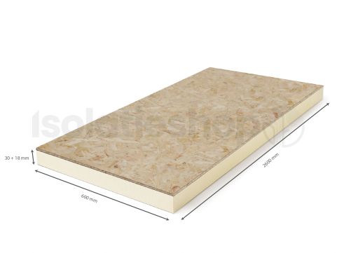PIR + OSB 2600x600x30+18mm T&G Rd:1,36 (=1,56 m²)