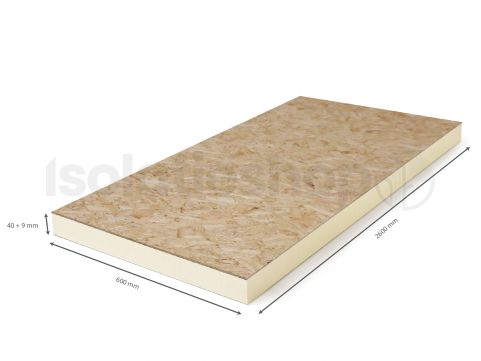PIR + OSB 2600x600x40+9mm Rd:1,81 (=1,56 m²)