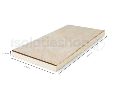 PIR + Underlayment 2440x600x20+18mm t&g Rd:0,91 (= 1,46 m²)