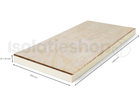 PIR + Underlayment 2440x600x30+18mm t&g Rd:1.36 (= 1,46 m²)